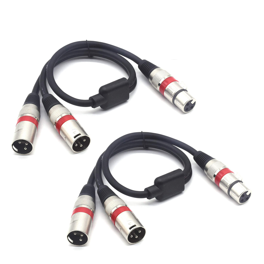 SiYear Balanced XLR Splitter Cable - XLR Female to Dual XLR Male 3 Pin Patch Y Cable Microphone Splitter Cord Audio Adapter (50CM-2PACK) XLRF-2XLRM（2PACK)