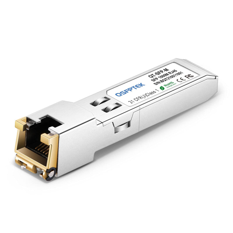 1000BASE-T SFP to RJ45, 1.25G SFP-T Gigabit SFP Copper RJ45 Module Mini GBIC Transceiver for Ubiquiti UF-RJ45-1G, Supermicro, Netgear, Broadcom, Other Open Switches, up to 100m 1000Base-T: 100m