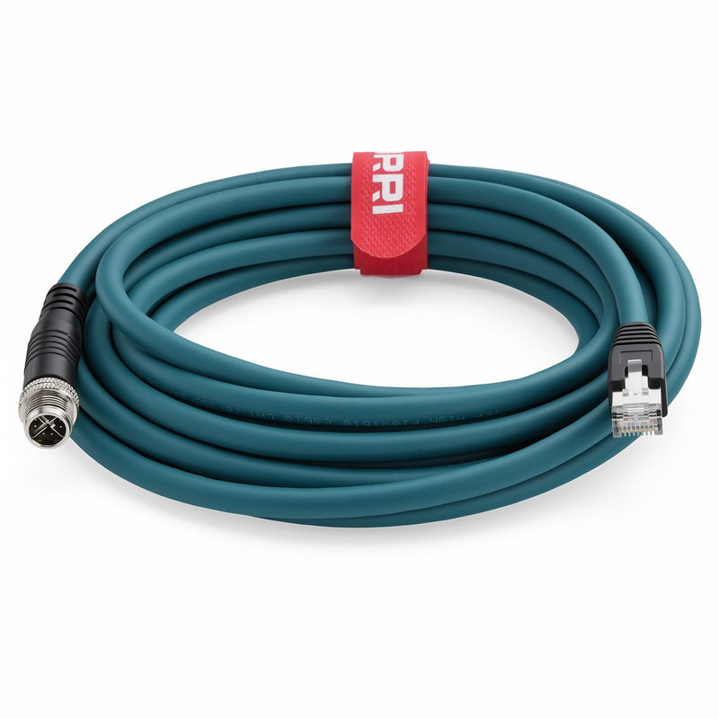M12 X-Coded 8 Pin to RJ45 10Gb Gigabit Ethernet Interface Cat 7e Shielded Cable for Keyence SR-750 SR-650 Code Reader Barcode Scanner 3D Cognex Cameras (5M) 5M Straight X-code