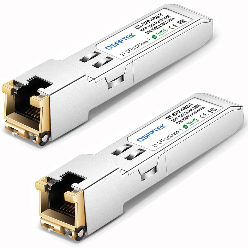 2Pack 10GBASE-T SFP+ Module, SFP to RJ45 10G Copper Transceiver, 10Gbe SFP+ Ethernet Optical Mini-GBIC for Cisco SFP-10G-T-S, Ubiquiti UF-RJ45-10G, Netgear, Mikrotik, Supermicro, Fortinet, CAT6A/CAT7 10GBase-T: 30m 2 Pack