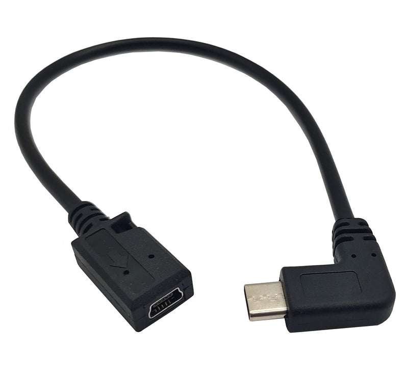 USB Type C to Mini USB Cable, Qaoquda 90 Degree USB-C Male to Mini USB Female Adapter Converter for MacBook Pro, Laptop, Android Devices(Only for Charging) (TypeC to Mini) 90 Degree Type C Male to Mini Female