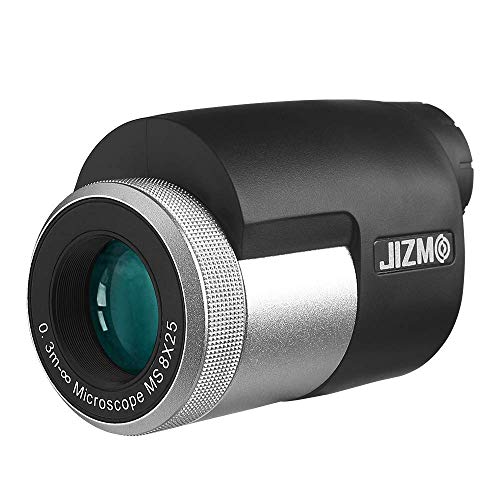 Jizmo 8x25 High Definition Monocular Telescope, Close Focus 1 ft, Fully Multi Coated Optical Lens BAK4 Prism, Mens Gift Wide View Monocular for Bird Watching Travel Sports Events