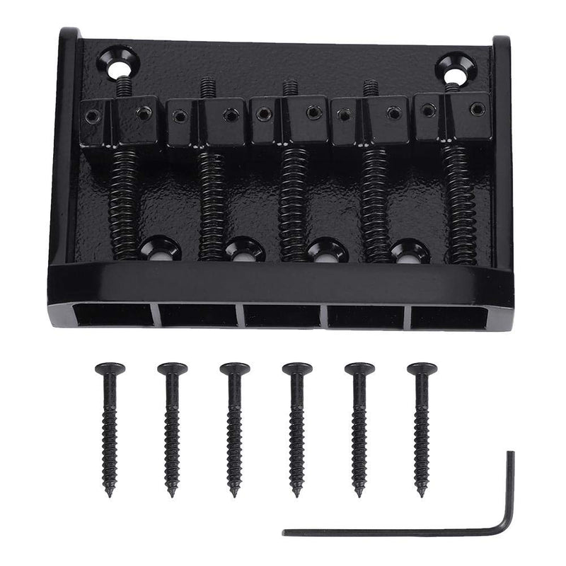[AUSTRALIA] - Metal 5 String Guitar Saddle Bridge Plate Electric Bass Bridge Tailpiece Replacement Accessory(Black) 