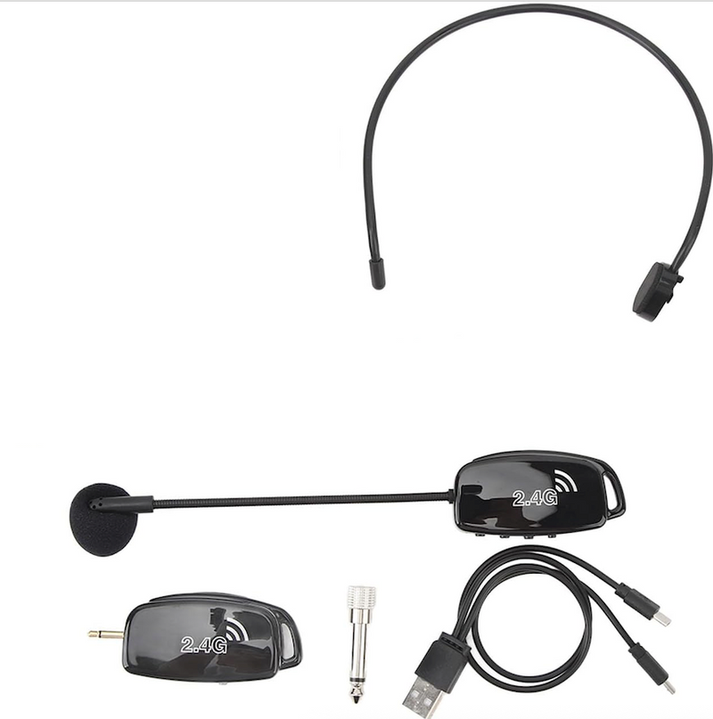 [AUSTRALIA] - Wireless Microphone Headset 2.4G Wireless Mic Headset and Handheld 2 in 1 Rechargeable for Voice Amplifier, Stage Speakers, Teacher, Tour Guides, Fitness Instructor 2.4G Headset Mic 