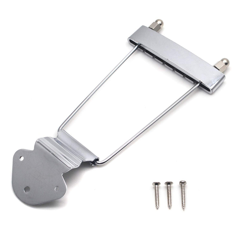 [AUSTRALIA] - 6-String Trapeze Tailpiece Bridge Metal Replacement Accessories for LP Jazz Archtop Guitar with Screws (Silver) Chrome 