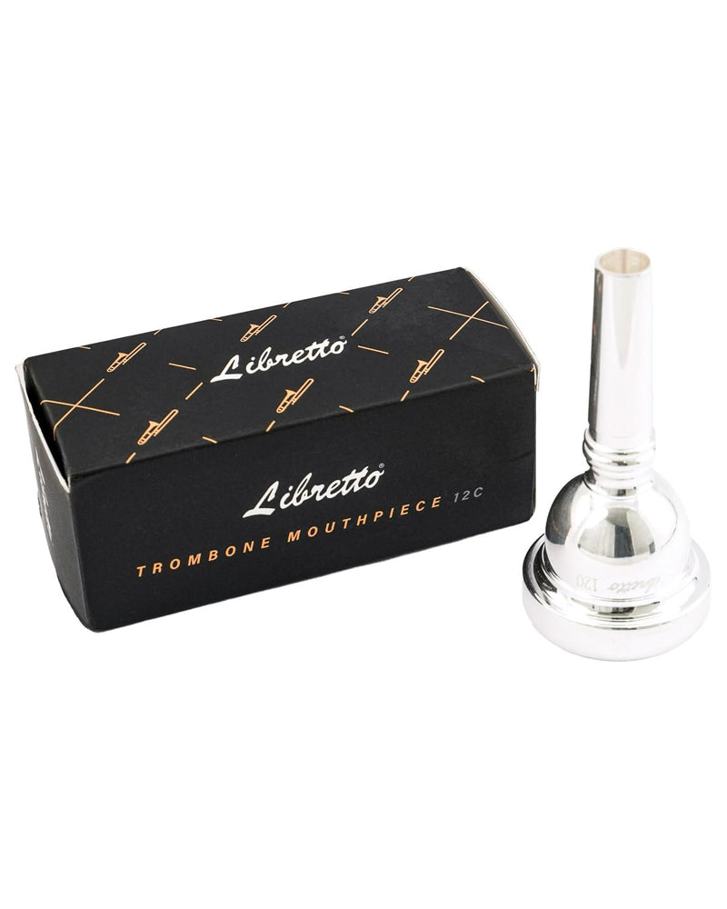 Libretto 12C Trombone Mouthpiece, 2μm Silver Plated Mouthpiece w/Vacuum Packing, Small Shank Compatible with Alto Trombone & Baritone, Designed for Beginner, Student, Jazz Player
