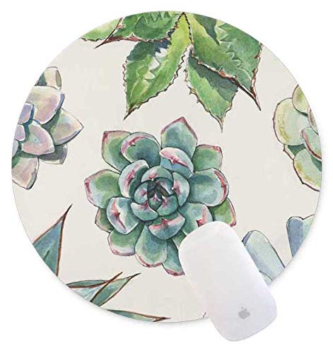QJ CMJ Cute Succulent Cactus Plant Round Mouse pad Gaming Mouse Pad Rubber Round Mouse Mat（7.87inchx7.87inch）