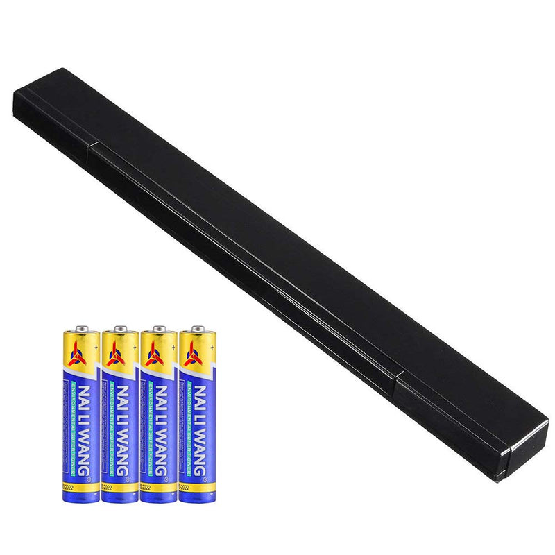 Replacement Wii Wireless Sensor Bar, Infrared IR Ray Motion Sensor Signal Receiver for Nintendo Wii and Wii U Console with Stable Stand and 4 AAA Batteries(Black) Black