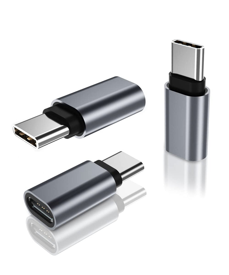 USB Type C Extension Adapter 3-Pack,PD USBC 3.1 Gen2 Female to Male Extender Converter,Thunderbolt 3 Extended Connector Compatible for Lifeproof Otterbox Case,MacBook Pro,Samsung DeX Station (Gray) Gray