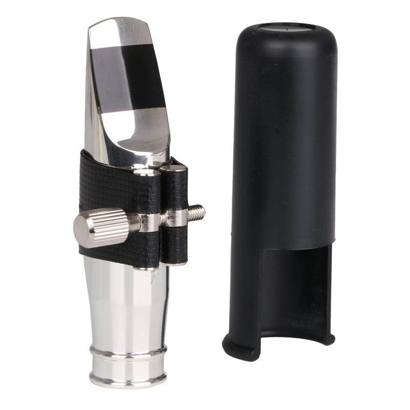 Yibuy Silver Jazz E-flat Alto Saxophone Mouthpiece 7# PU and Leather Cap 90 x 36 mm