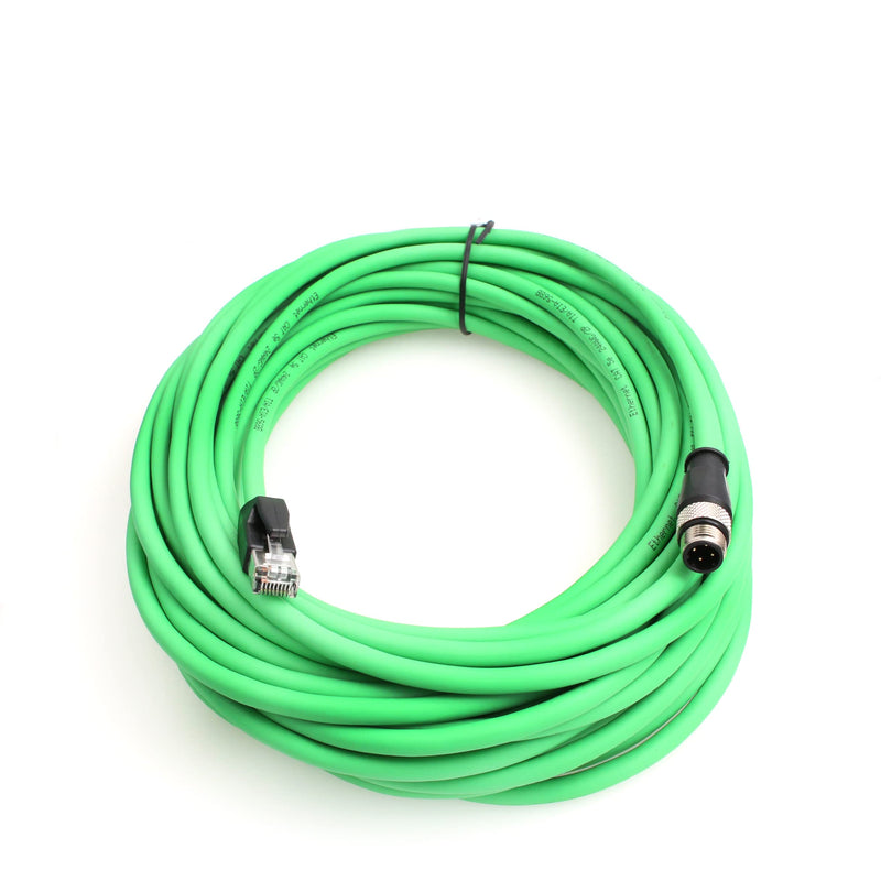 M12 D Code 4 Pin Male to RJ45 Plug High Flex Cat5e Industrial Ethernet PVC Cable for Automation Application 10M Green