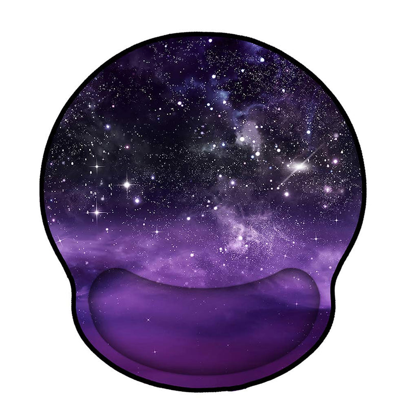 Mouse Pads with Wrist Support,Ergonomic Mouse Pad for Women,Wrist Rest Mouse Pad for Laptop Computers,Non Slip Memory Foam Mousepad Stitched Edges,Home Working Office ,Purple Starry Sky Purple Dream Starry Sky
