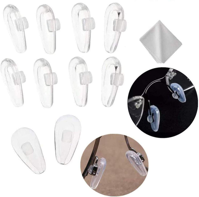 [AUSTRALIA] - Push-in Eyeglass Nose Pads,BEHLINE Soft Silicone Air Cushion Glasses Replacement Nosepad,14mm Air Chamber/Air Bag/Nose Piece,Anti-slip Nose Bridge Pads for Eye Glasses Sunglasses(Clear,5 Pairs) 