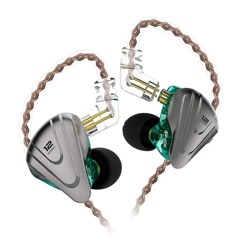 in-Ear Monitors,　KZ ZSX 1DD+5BA Hybrid HiFi Stereo Noise Isolating Sport IEM Earphones/Earbuds/Headphones with Detachable Cable (Without MIC, Cyan) Without MIC