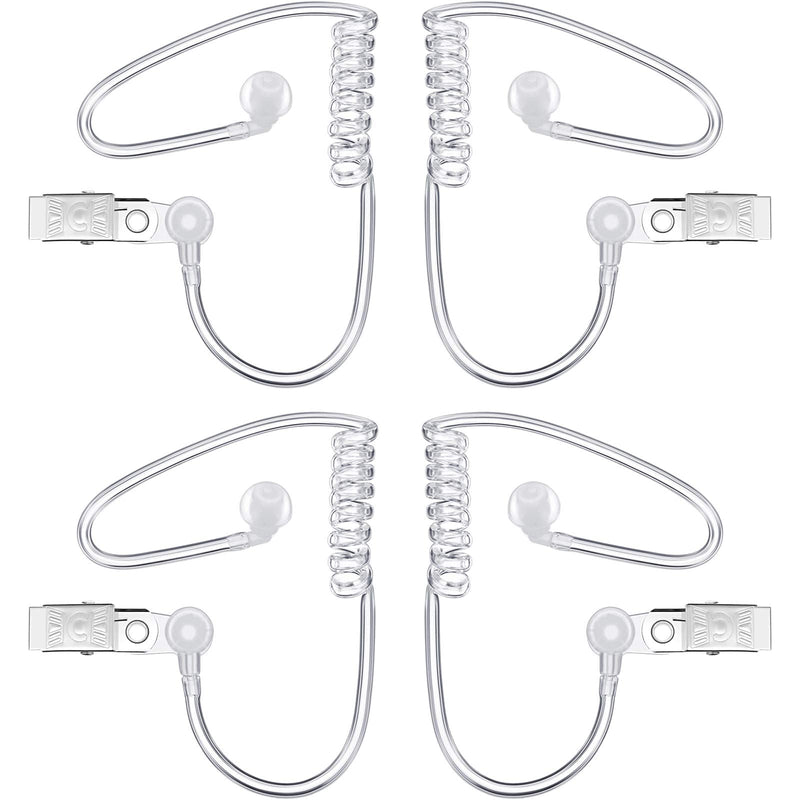 4 Packs Spy Ear Piece Toys Security Headset Earpiece Agent Spy Earpiece Costume Prop, Replacement Acoustic Tube for 2-Way Radio Audio Headsets