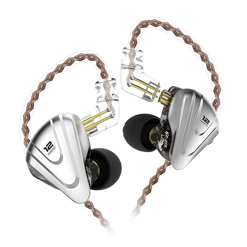 in-Ear Monitors,　KZ ZSX 1DD+5BA Hybrid HiFi Stereo Noise Isolating Sport IEM Earphones/Earbuds/Headphones with Detachable Cable, Computer (Without MIC, Black) Without MIC