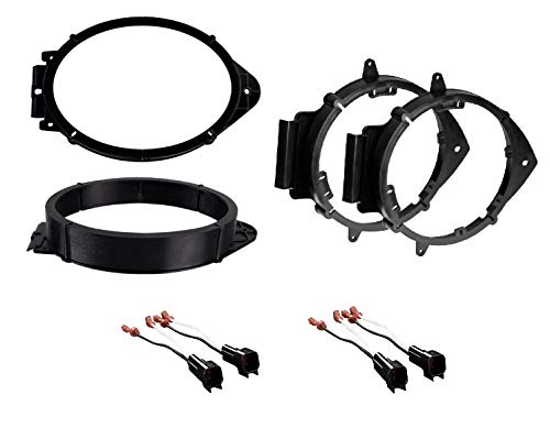 ASC Premium 6x9" Front + 6+-Inch 6" 6.5" 6.75" Rear Car Speaker Install Adapter Mount Bracket Plates w/Speaker Wire Connectors for Select GM GMC Vehicles- See Below for Compatible Vehicles