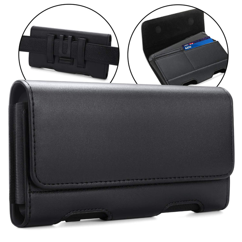 BECPLT Galaxy S24 Ultra S23 Ultra S22 Ultra 5G Note 20 Ultra 5G Note 10+ Plus 5G Holster Black Leather Carrying Cell Phone Holder Belt Clip Holster Case Pouch for Galaxy A14 5G S21 Ultra 5G Note 20 9 XL (6.85" x 3.6" x 0.75") Black-Leather