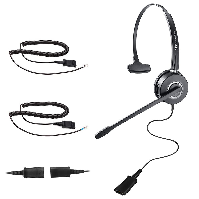 Telephone-Headset Microphone Noise-Cancelling Headphone QD - Quick Disconnect Call Center Headset with RJ09 Cables Compatible with Polycom,Yealink,Grandstream,Snom,Fanvil,Aastra,Mitel,Digium Phones