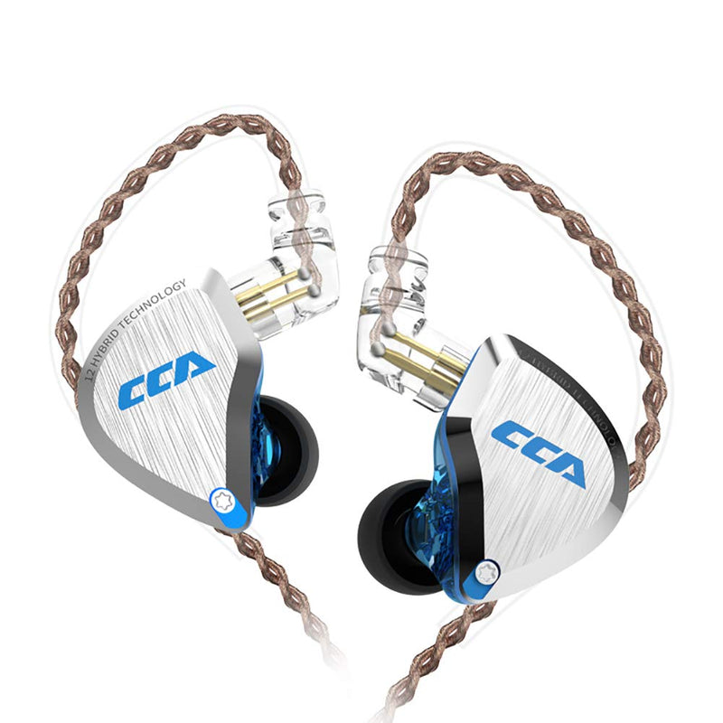 CCA C12 in-Ear Monitors, 5BA+1DD Hybrid HiFi Stereo Noise Isolating IEM Wired Earphones/Earbuds/Headphones with Detachable Tangle-Free Cable 2Pin for Musician Audiophile (Without MIC, Dream Blue) | HiFi Musician Monitor IEM, Detachable 2-Pin Cable, Noi...