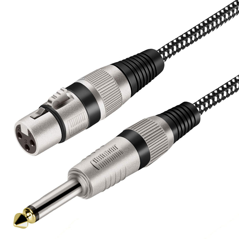 XLR Female to 1/4 Inch TS Cable 50 FT, Nylong Braided XLR 3 Pin Female to 6.35mm TS Male Unbalanced Interconnect Wire Mic Cord for Dynamic Microphone (Pure Copper Conductors) 50FT