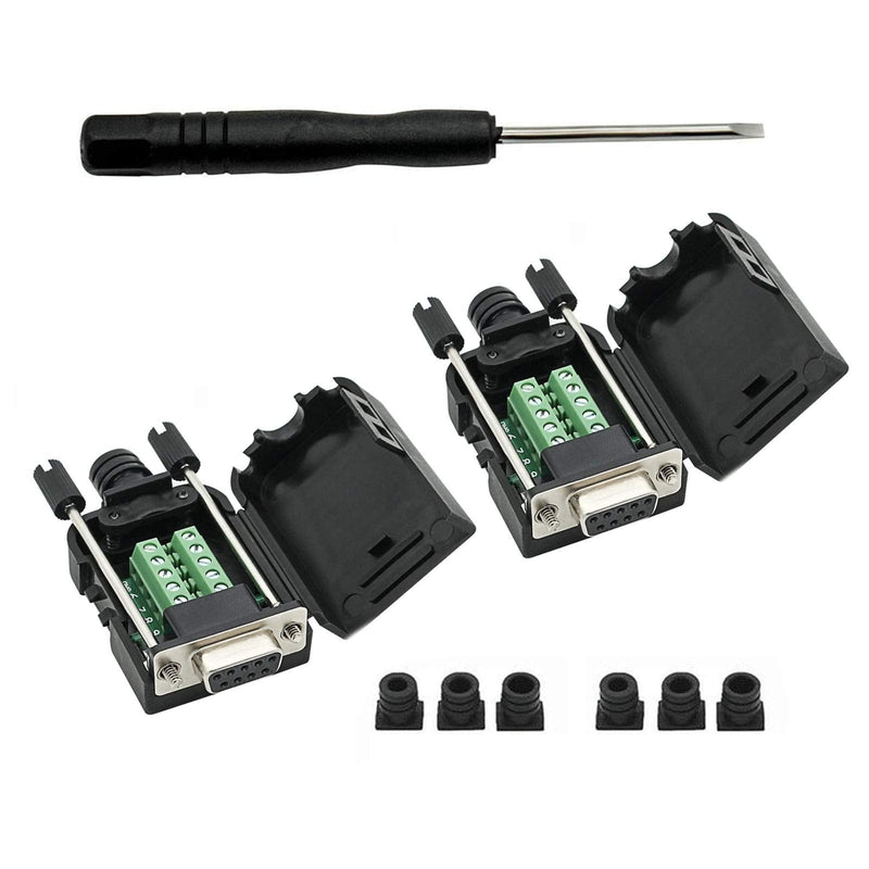 Connector DB9 RS232 D-SUB Serial Adapters (2 PCS Female Adapter) 2 PCS Female Adapter