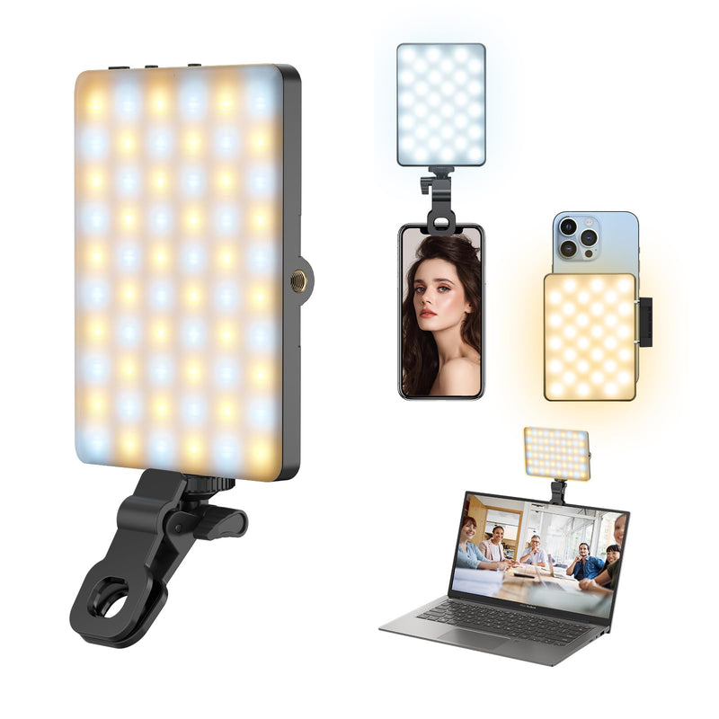 Led Selfie Light,Phone Light wtih Clip,3000mAh Rechargeable Selfie Light, Photo Light with 3 Light Modes, Portable Led Light for Phone,iPhone,Laptop,Pictures,Video Recording,TikTok, Selfie,Live,Vlog 3000mAh