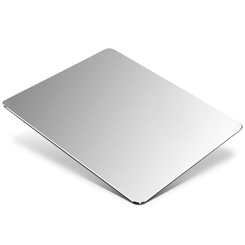 HONKID Metal Aluminum Mouse Pad, Office and Gaming Thin Hard Mouse Mat Double Sided Waterproof Fast and Accurate Control Mousepad for Laptop, Computer and PC,9.05"x7.08", Silver 9.05 X 7.08 inch