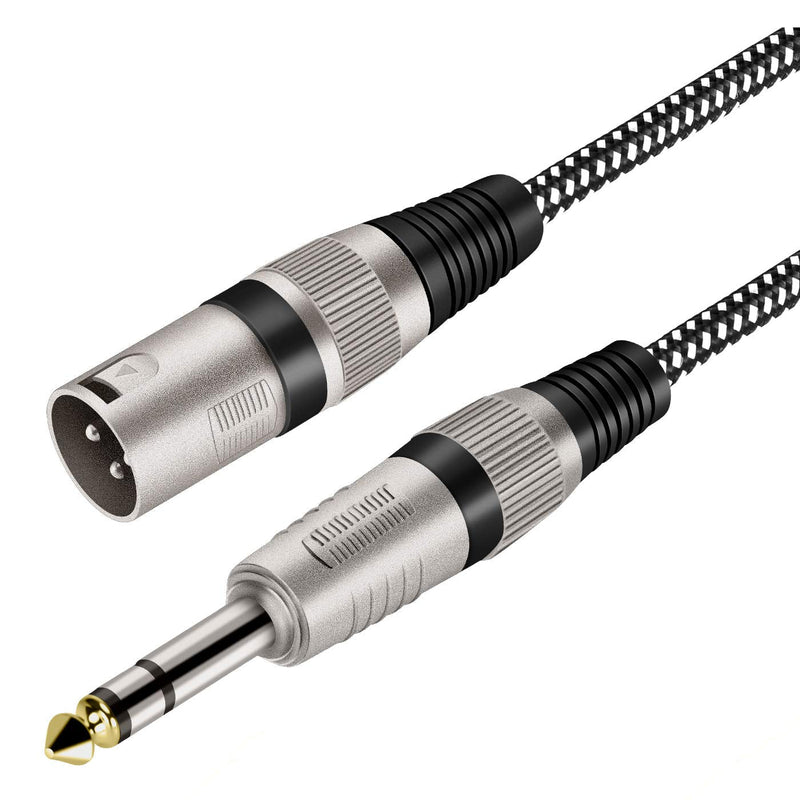 XLR Male to 1/4 Inch TRS Cable 30 FT, Nylong Braided XLR 3 Pin Male to Quarter inch 6.35mm TRS Balanced Interconnect Wire Mic Cord (Pure Copper Conductors) 30FT