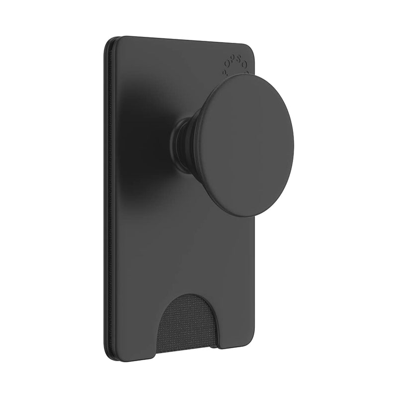 PopSockets Phone Wallet with Expanding Phone Grip, Phone Card Holder, Solid PopWallet - Black Adhesive