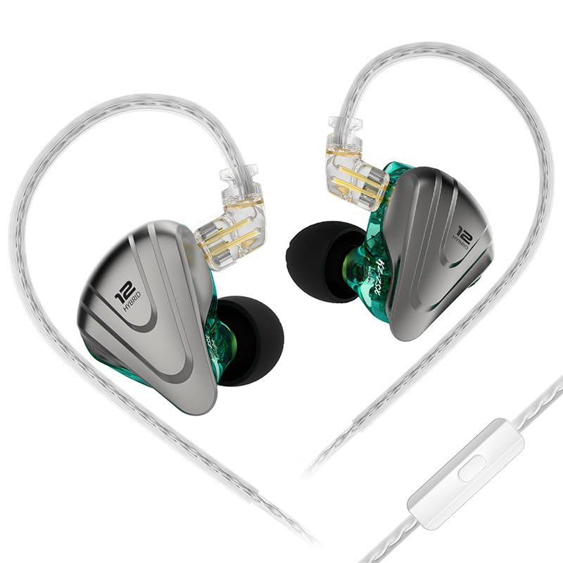 Kinboofi KZ ZSX 6 Drivers Earbuds Headphone,KZ Gaming Wired Headphone, 5BA 1DD HiFi IEM Earphone in Ear Headset with Detachable 2 Pin Cable for Audiophile (Gyan with Microphone)
