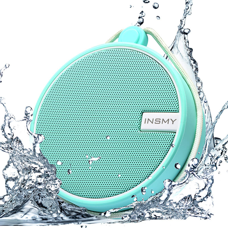 INSMY C12 IPX7 Waterproof Shower Bluetooth Speaker, Portable Small Speaker, Speakers Bluetooth Wireless Loud Clear Sound Support TF Card Suction Cup for Outdoor Kayak Canoe Beach Gift (Mint) Mint