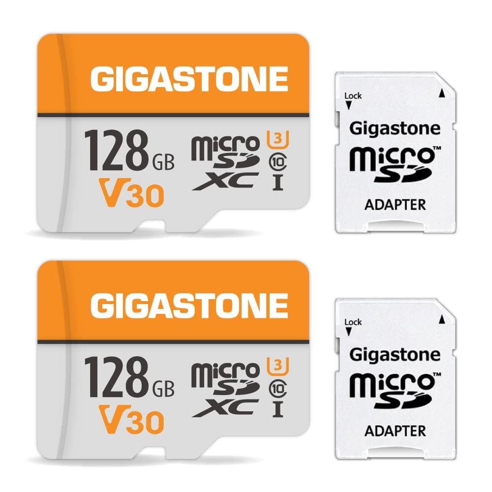 Gigastone 128GB 2-Pack Micro SD Card, 4K Video Pro, GoPro, Surveillance, Security Camera, Action Camera, Drone, 95MB/s MicroSDXC Memory Card UHS-I V30 Class 10 128GB 4K Video Pro 2-Pack