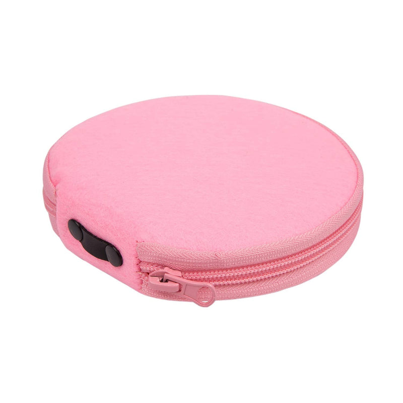 [AUSTRALIA] - ELEZAY Small CD Case Round Felt 20 Capacity CDs Storage Wallet DVD Disc Holder, Pink A-Pink 