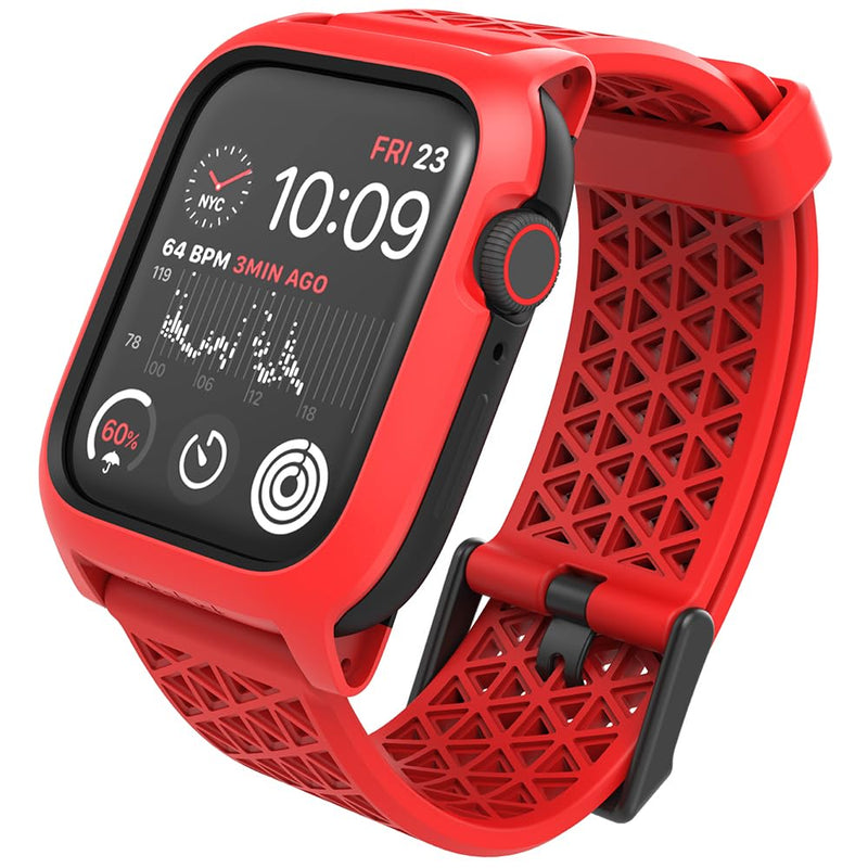 Designed for Apple Watch Series SE, 6, 5, and 4 (44mm) - Locking Edition Case With Sport Band - Drop Proof 9.9ft, Breathable, Rugged, Shock Proof Lava Red