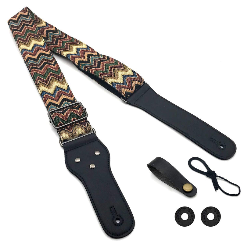 Adjustable Guitar Strap with 2 Strap Locks and 1 Leather Strap Button B