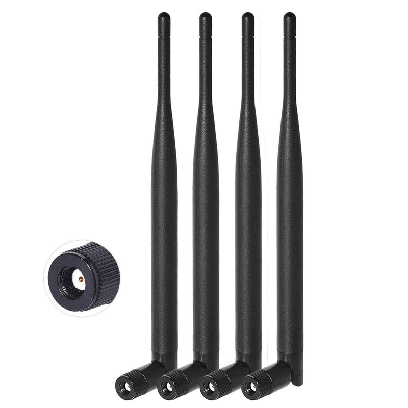 Bingfu Dual Band WiFi 2.4GHz 5GHz 5.8GHz 6dBi MIMO RP-SMA Male Antenna (4-Pack) for WiFi Router Wireless Network Card USB Adapter Security IP Camera Video Surveillance Monitor 4-Pack [RP-SMA] Male Antenna