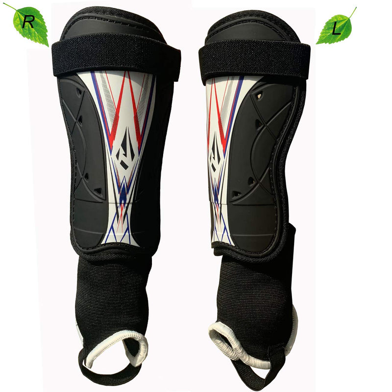 Soccer Football shin Guards with Low-Profile Flexible Super Protection,Great for Youth, Junior black/white Medium