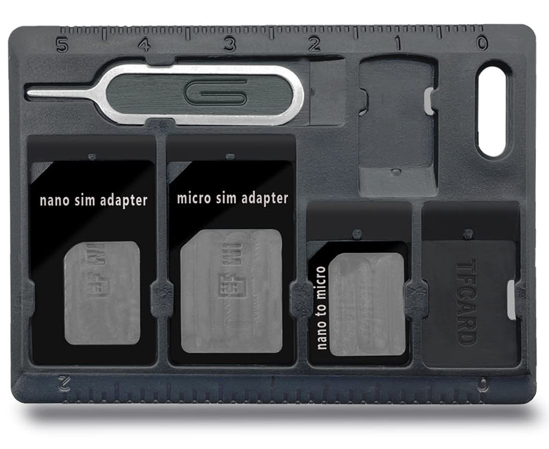 1 Pack SIM Card Holders with Tray Opener Pins, Card Storage Tool Set for Standard Micro Nano Micro-SD Memory Cards, with 3 Card Adapters and 1 Eject Pins - Black