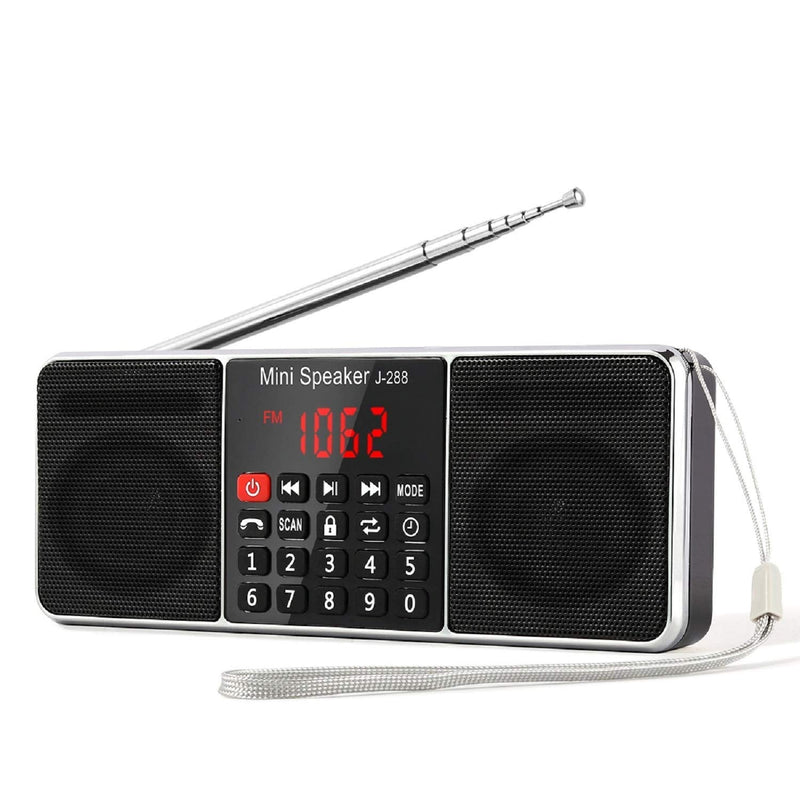 [AUSTRALIA] - PRUNUS J-288 Portable Radio AM FM Radio with Bluetooth Speaker, Sleep Timer, Power-Saving Display, Ultra-Long Antenna, AUX Input & USB Disk & TF Card MP3 Player, NO Manual Preset Black 