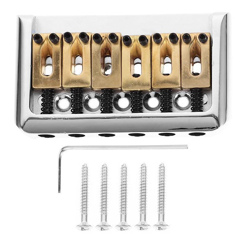 [AUSTRALIA] - 6 String Hard-tail Fixed Bridge Set with Wrench and Screws for Electric Guitar Replacement Parts guitar bridge, bridge(Golden) 