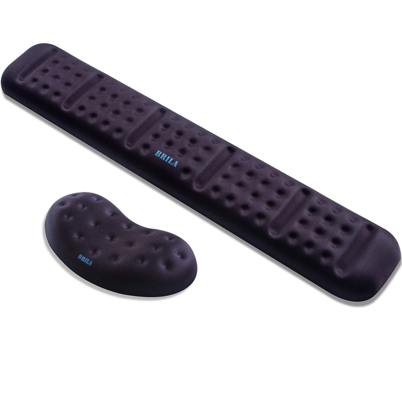 BRILA Upgraded Ergonomic Keyboard and Mouse Wrist Rest Support Cushion Pad Set - Comfy Soft Memory Foam Gel Padding & Non-Slip Palm/Hand/Wrist Pain Relief Rest Pad for Office Work, PC Gaming, Laptop Black Bundle