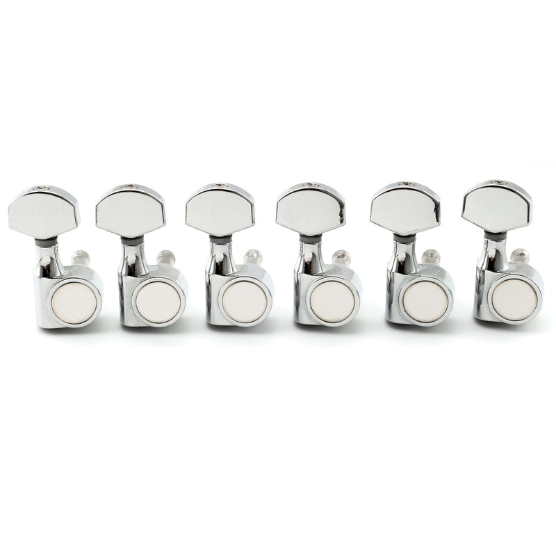 Musiclily Pro 6 inline 1-Pin Sealed Guitar Machine Heads Tuners 15:1 Ratio Tuning Pegs Keys for SQ Strat Tele Style Electric Guitar, Chrome with Hex Button