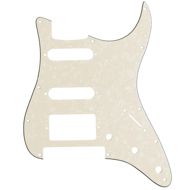 Musiclily Pro 11 Hole Modern Style Strat HSS Guitar Pickguard for American/Mexican Fender Stratocaster Floyd Rose Bridge Cut, 4Ply Parchment Pearl