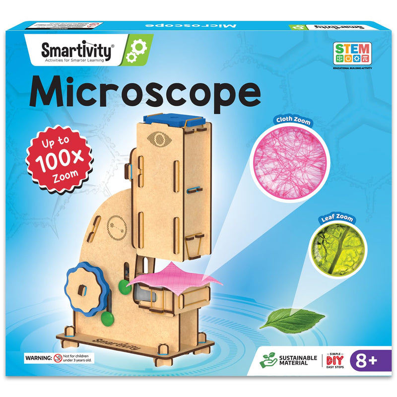 [AUSTRALIA] - Smartivity Microscope 100x Zoom STEM Toy for Kids Age 8 to 14 Years Old | Cool Birthday Gifts Ideas for Boys & Girls | DIY Science Toys for 8,9,10,11,12,13,14 Years I Wooden Engineering Game 100x Microscope 