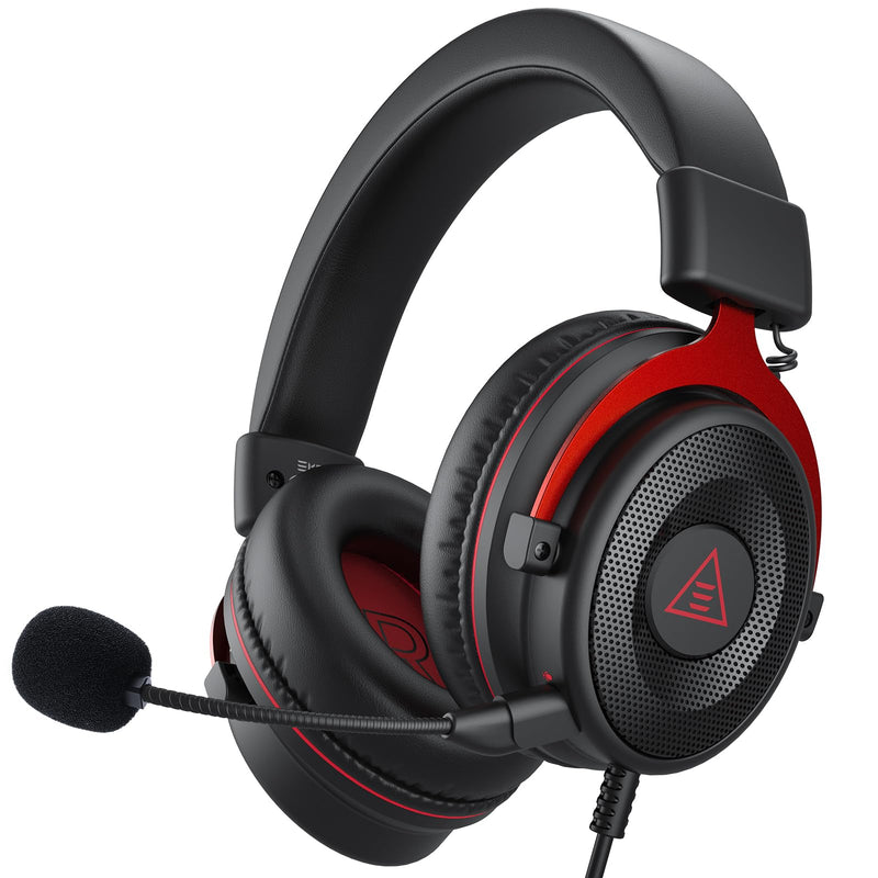 [AUSTRALIA] - EKSA E900 Gaming Headset with Microphone - PC Headset with Detachable Noise Canceling Mic, 3D Surround Sound, Wired Headphone for PS4, PS5, Xbox, Computer, Laptop, Switch, Handheld (3.5MM Jack) Red 