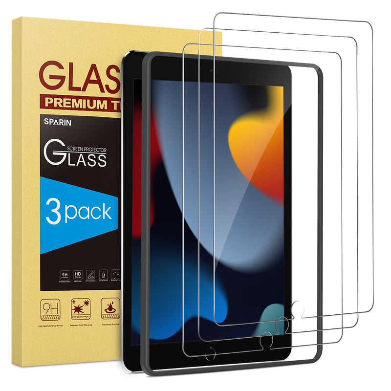 SPARIN (3 Pack Screen Protector Compatible with iPad 9th 8th 7th Generation, Tempered Glass Compatible with iPad 10.2 Inch 2021 2020 2019 Model (iPad 9 8 7)