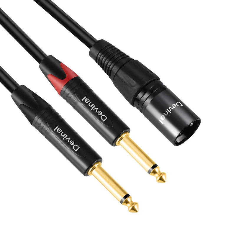 Devinal Dual 1/4 to XLR Y Splitter Cable, Double 6.35mm TS Male to XLR 3pin Male Stereo Cord, Dual Quarter inch Mono to XLR Male Plug Microphone Audio Converter Adapter 10 Feet 3m 10 FT