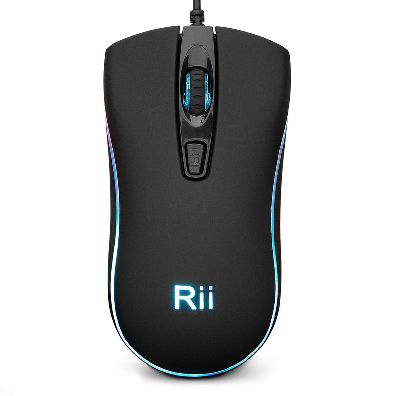 Rii RM105 Wired Mouse,Computer Mouse with Colorful RGB Backlit,2400 DPI Levels,Comfortable Grip Ergonomic Optical ,USB Wired Mice Support Windows PC, Laptop,Desktop,Notebook,Chromebook (1 Pack)