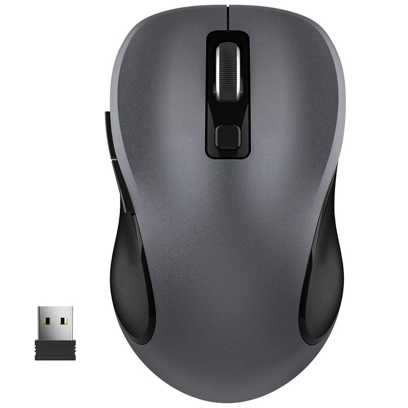 [AUSTRALIA] - WisFox 2.4G Wireless Mouse for Laptop, Ergonomic Computer Mouse with USB Receiver and 3 Adjustable Levels, 6 Button Cordless Mouse Wireless Mice for Windows Mac PC Notebook (Grey) Gray 